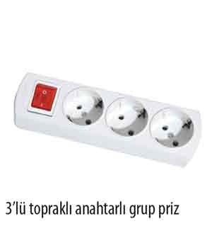 3`l Toprakl Anahtarl Grup Priz