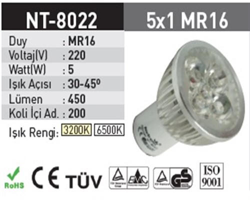 5x1 MR16 Power Led Ampul