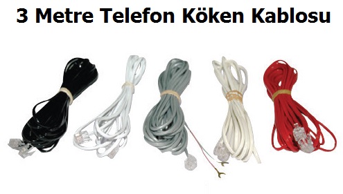 3 Metre Telefon Kken Kablosu