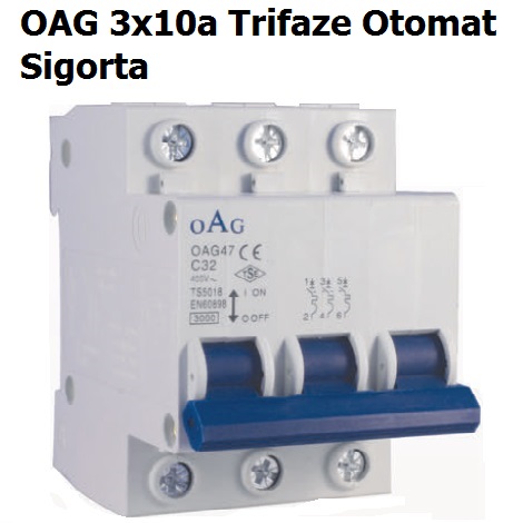 OAG 3x10 Amper Trifaze Otomat Sigorta