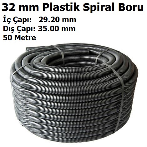 32`lik Spiral Boru Siyah