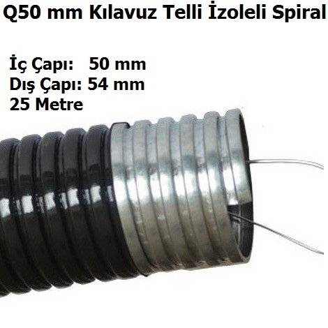 Q50 mm Klavuz Telli zoleli elik Spiral Boru