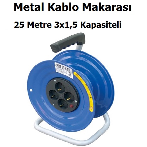 25 Metre 3x1,5 Kapasiteli Metal Kablo Makaras