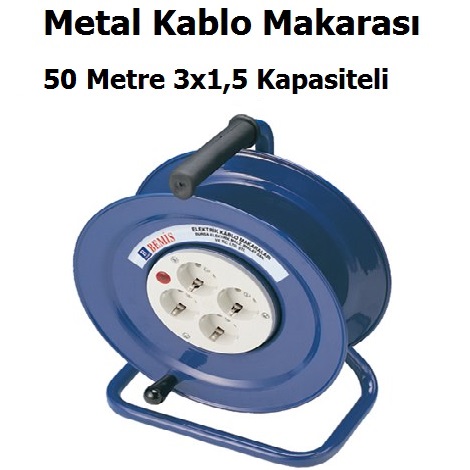 50 Metre 3x1,5 Kapasiteli Metal Kablo Makaras