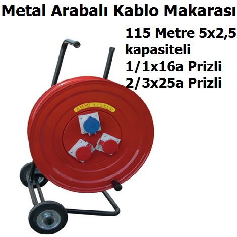 115 Metre 5x2,5 ttr Kapasiteli Metal Arabal Kablo Makaras