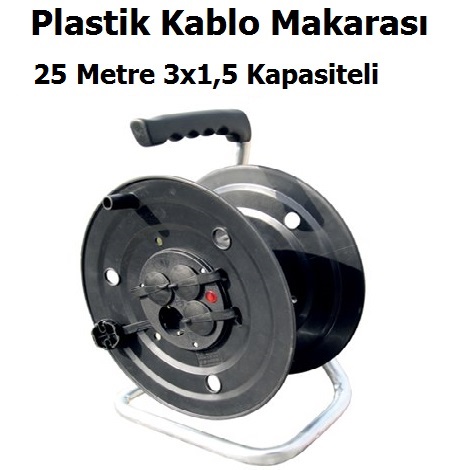 25 Metre 3x1,5 Kapasiteli Plastik Kablo Makaras