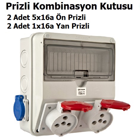 2 Adet 5x16a n Prizli 2 Adet 1x16a Yan Prizli Kombinasyon Kutusu