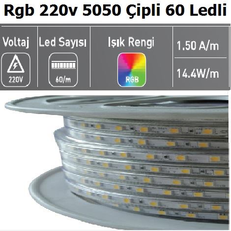 Rgb 220v 5050 ipli 60 Ledli erit Led