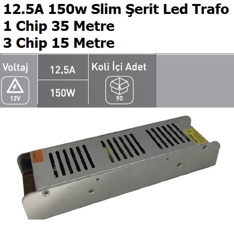 12.5 Amper 150w Slim erit Led Trafosu