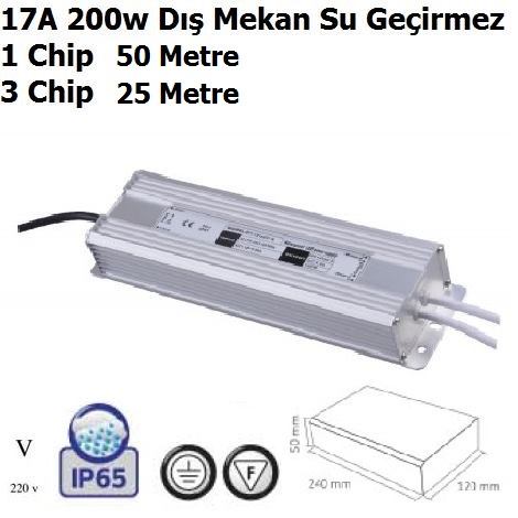 17 Amper 200w D Mekan Su Geirmez Led Trafosu