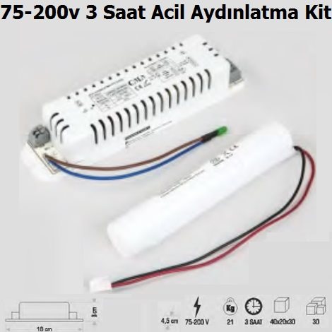 75-200v 3 Saat Acil Aydnlatma Kiti