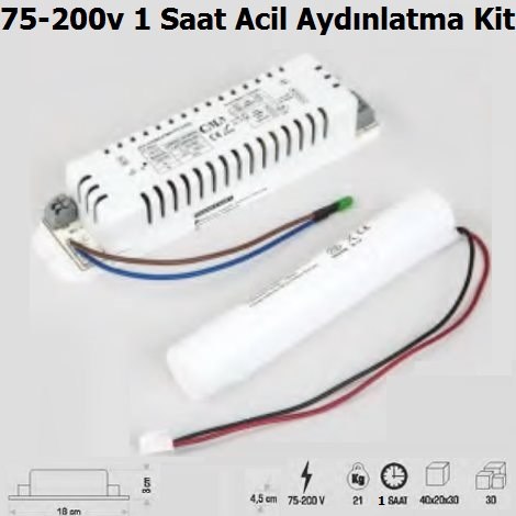 75-200v 1 Saat Acil Aydnlatma Kiti