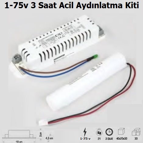 1-75v 3 Saat Acil Aydnlatma Kiti