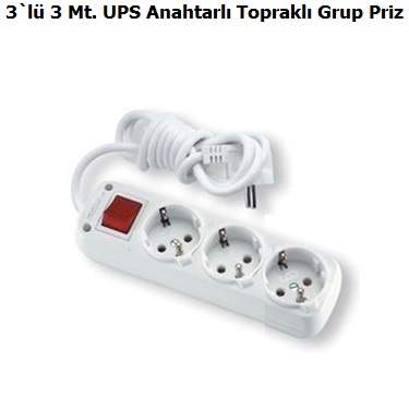 3`l 3 Metre UPS Anahtarl Toprakl Grup Priz