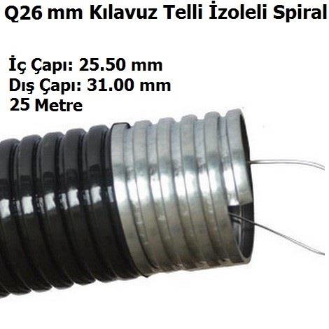 Q26 mm Klavuz Telli zoleli elik Spiral Boru