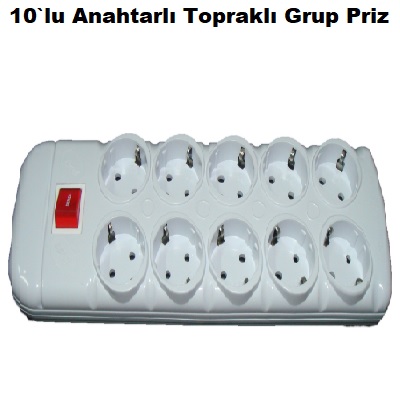 10`lu Anahtarl Toprakl Grup Priz