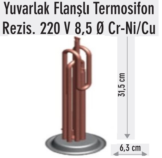 2000w Yuvarlak Flanl Bakr Termosifon Rezistans