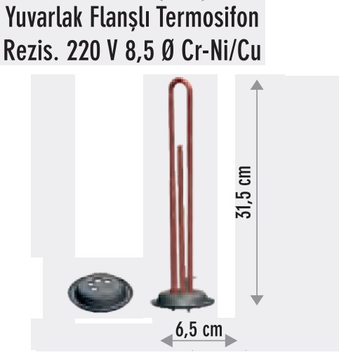 1300w Yuvarlak Flanl Bakr Termosifon Rezistans