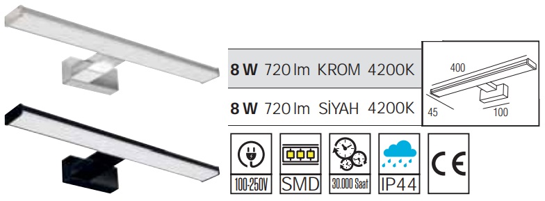 8w Ledli Tablo Ayna Aplii