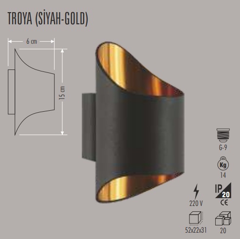 Siyah Gold Duvar Aplii