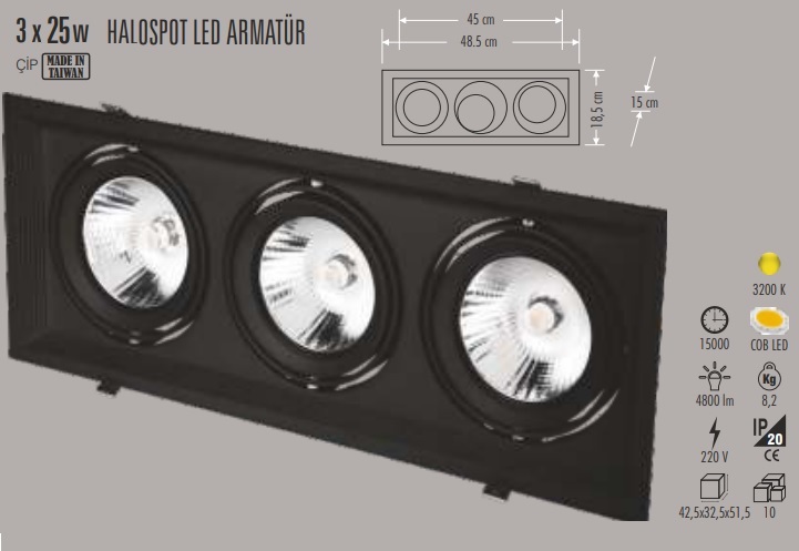 3x25w Halospot Led Armatr