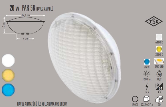 Par56 Led Havuz Ampul