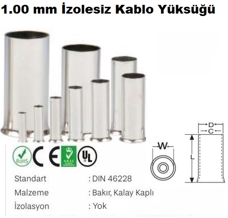 1.00 mm zolesiz Kablo Yks