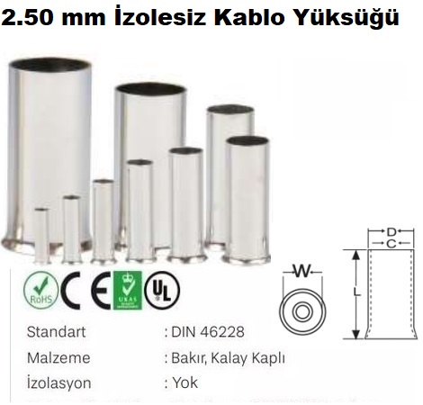 2.50 mm zolesiz Kablo Yks