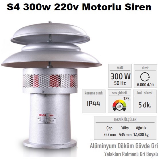 S4 300w 220v Motorlu Siren