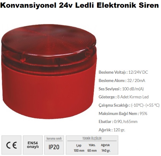 Konvansiyonel 24v Ledli Elektronik Siren