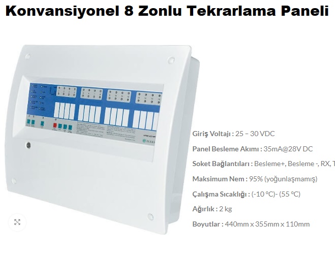 Konvansiyonel 8 Zonlu Tekrarlama Paneli