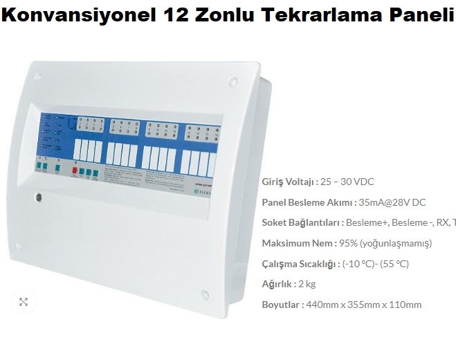 Konvansiyonel 12 Zonlu Tekrarlama Paneli