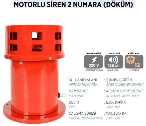 220v Metal Motorlu Siren