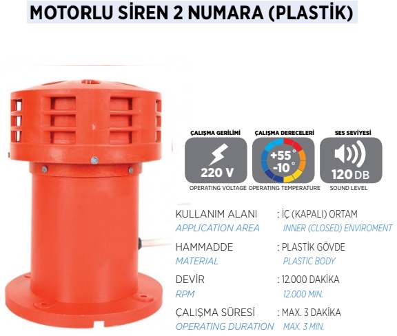 220v Plastik Motorlu Siren