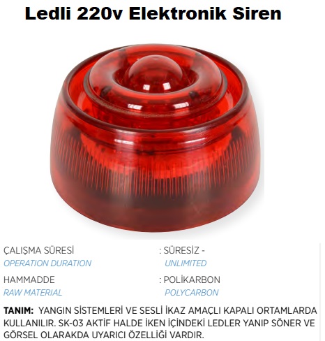220v Ledli Elektronik Siren