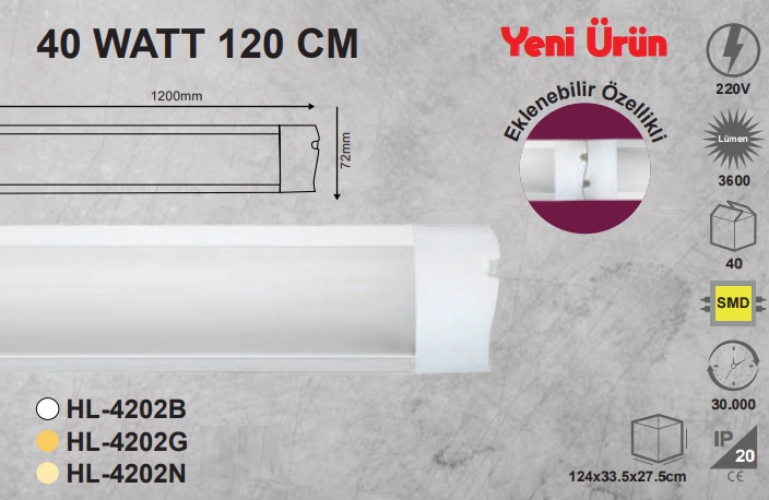 36w 120 cm Led Bant Armatr