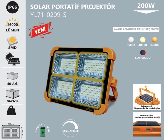200w Solar Gne Enerjili arjl Projektr